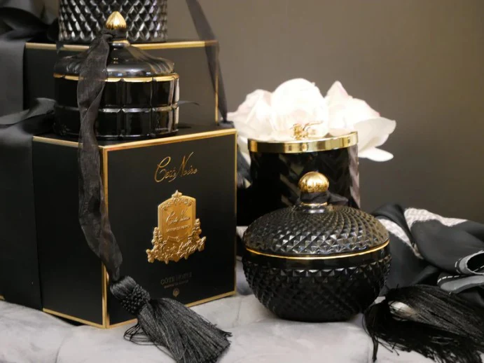 Round Art Deco Candle In Black  Queen Of The Night 300gr