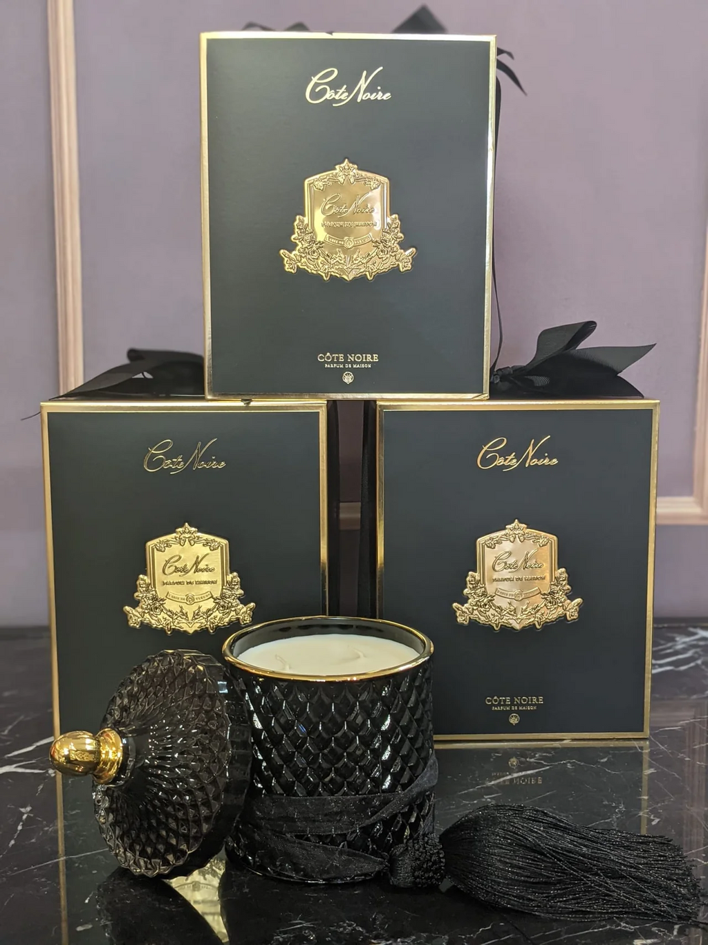 Grand Art Deco Candle In Black Queen Of The Night 600gr
