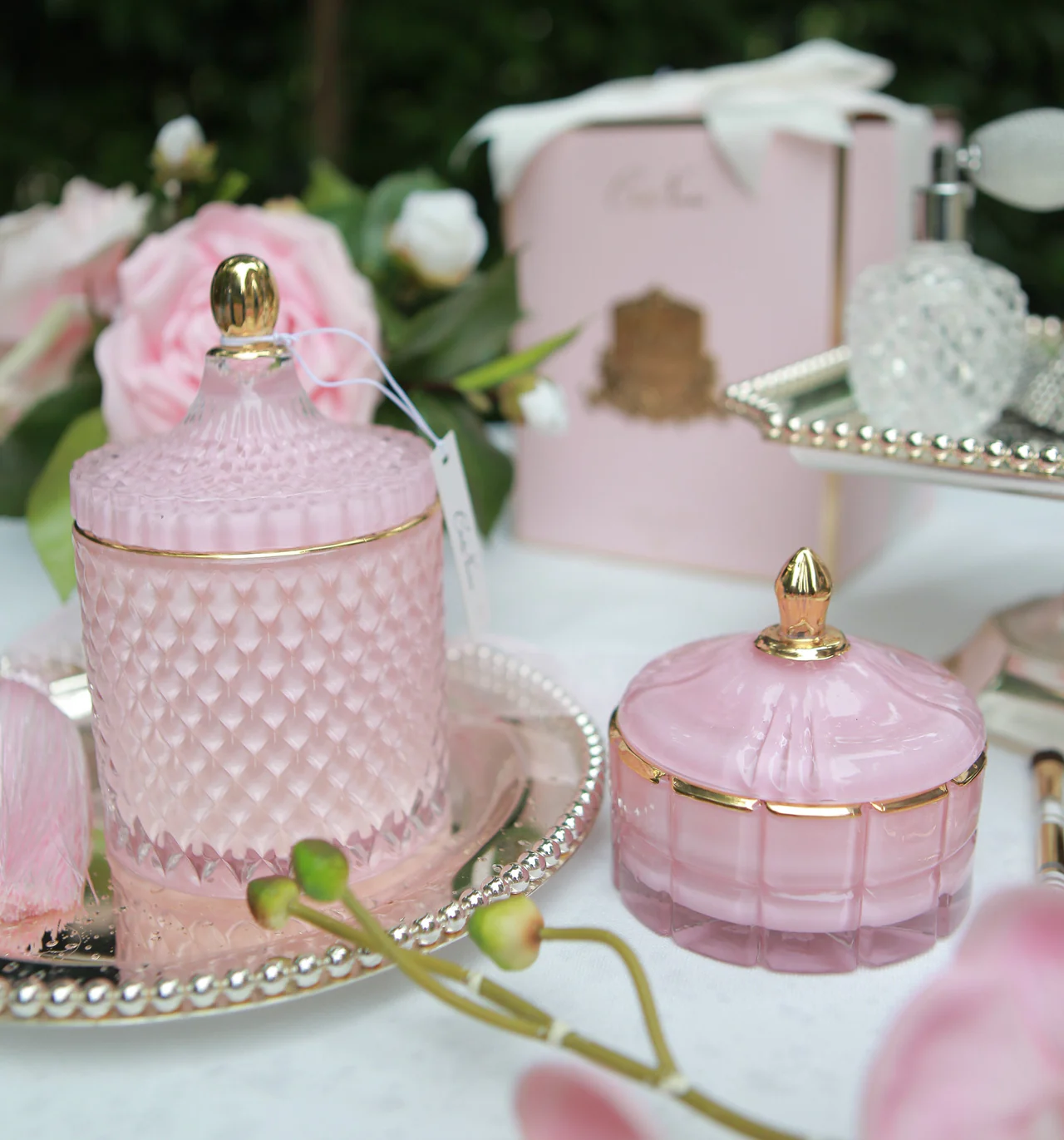 Art Deco Candle In Pink Pink Champagne  200gr