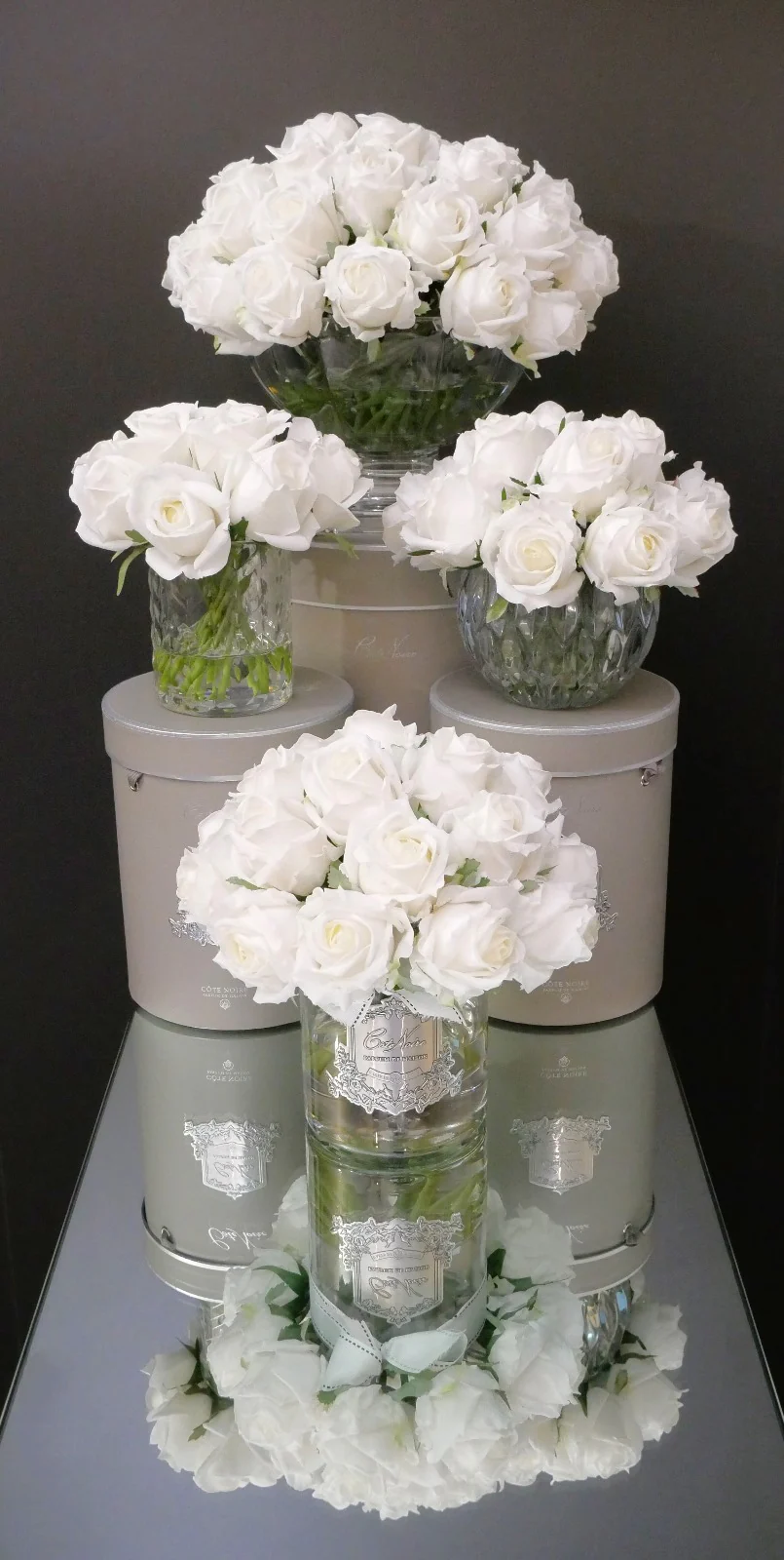 Herringbone Clear Glass - Ivory Rose Buds  -  White Rose Buds  Rose Petal & Charente Rose 2x10 ml