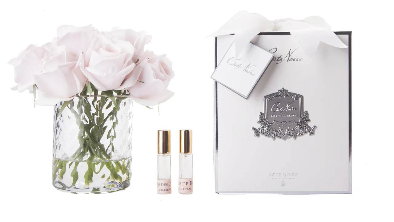 Herringbone Clear Glass - French Pink Rose Buds  Rose Petal & Charente Rose 2x10 ml