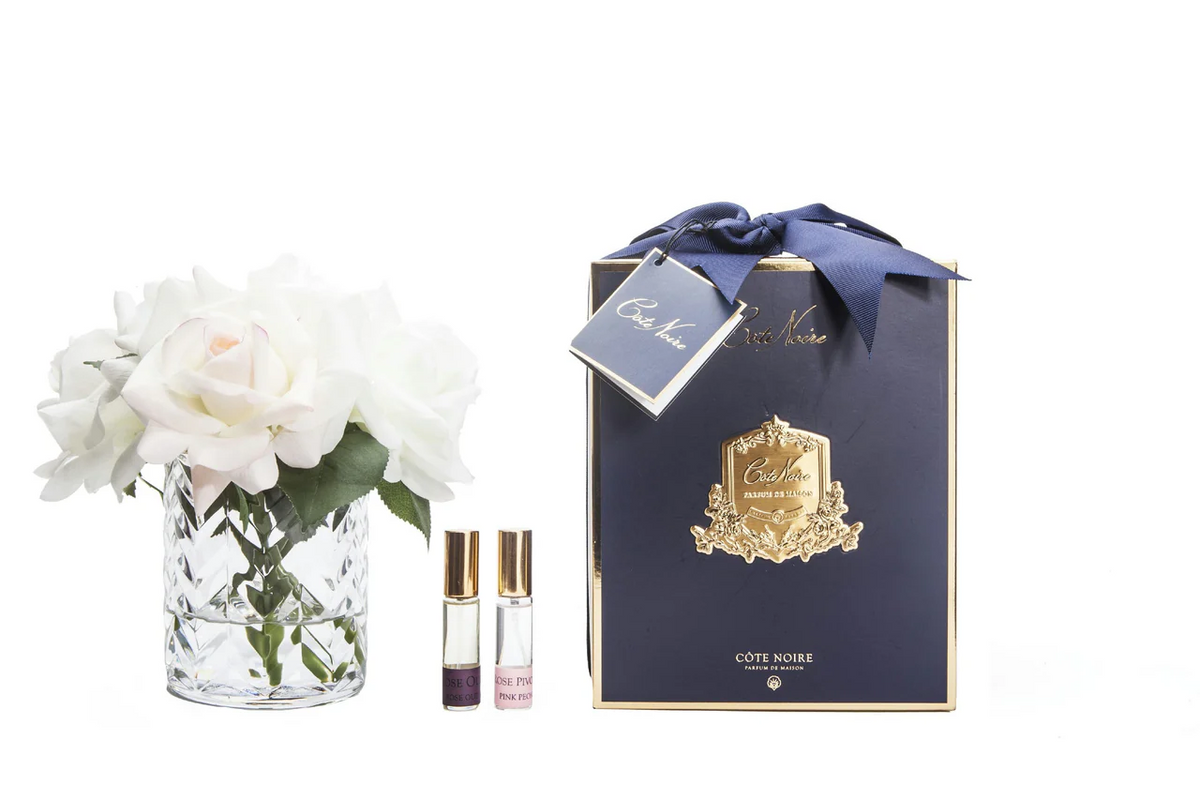 Herringbone Clear Glass - White & Blush Roses Rose Oud & Pink Peonies 2x10 ml