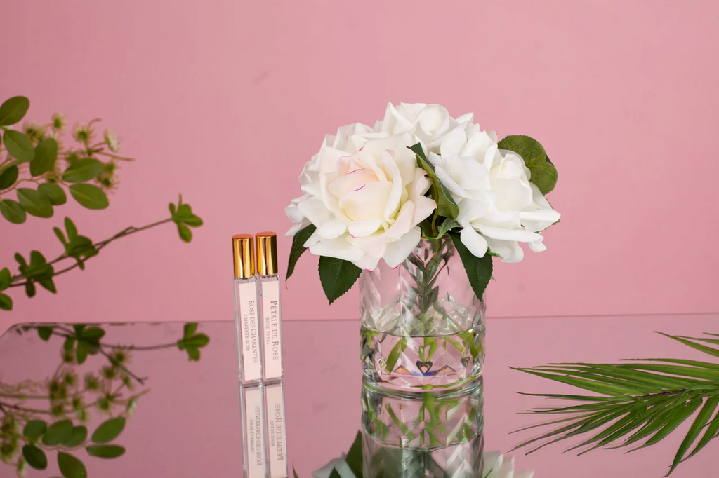 Herringbone Clear Glass - White & Blush Roses Rose Oud & Pink Peonies 2x10 ml