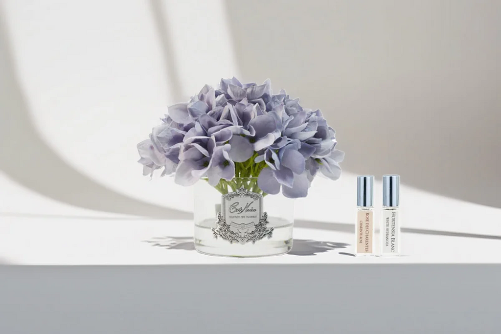 Hydrangea Blue With Silver Badge & White Box