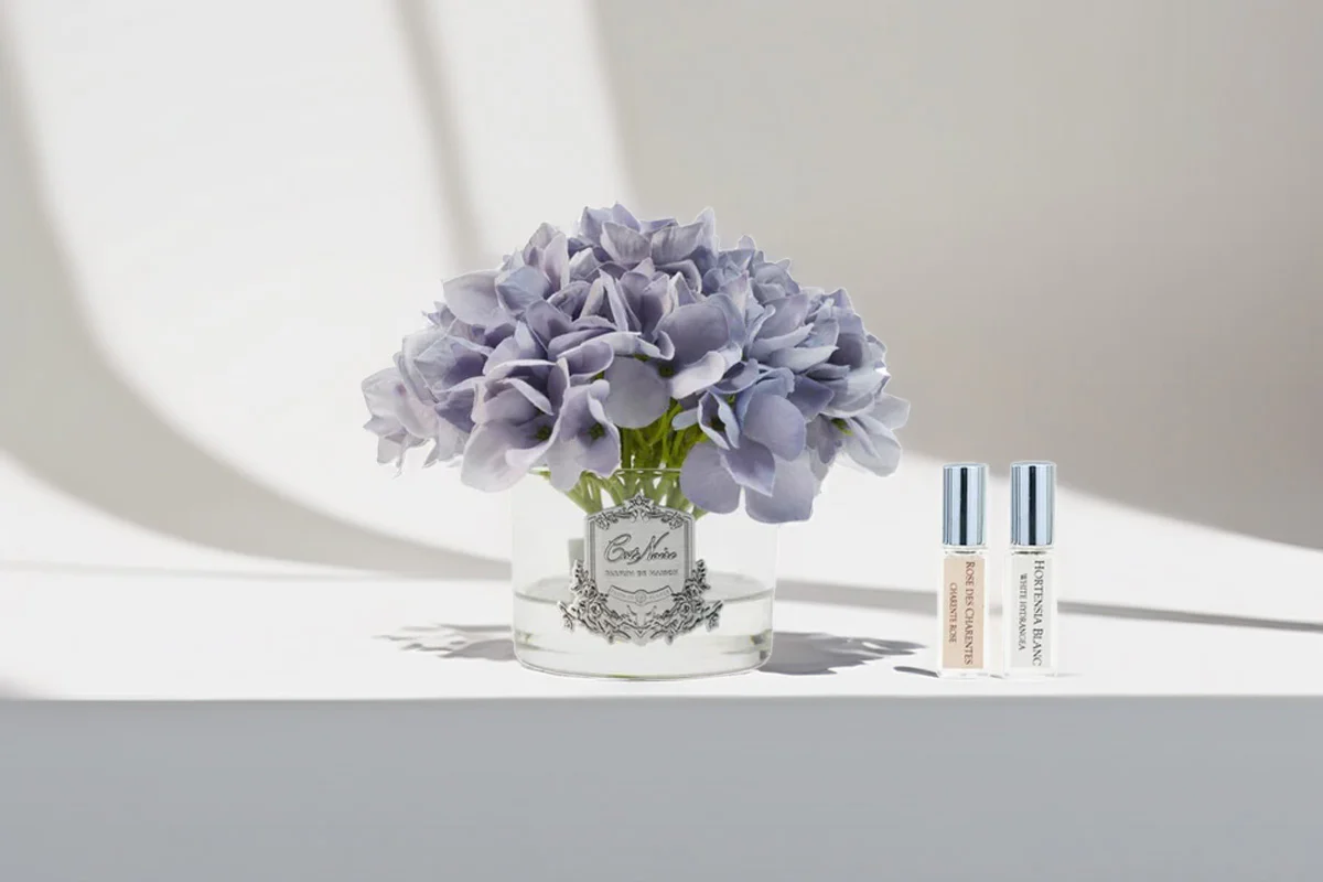 Hydrangea Blue With Silver Badge & White Box