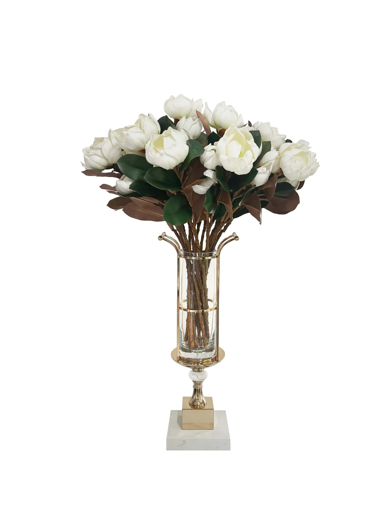 Marble Vase Holder  -  White & Gold