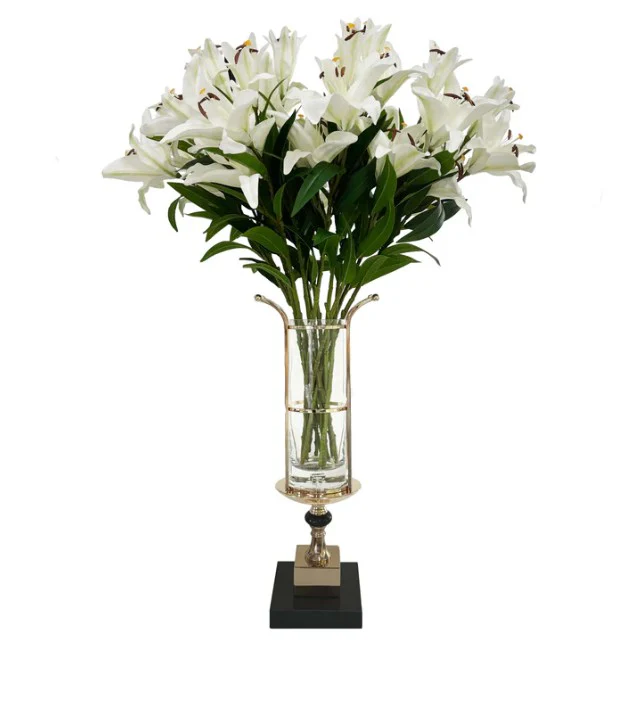 Marble Vase Holder  -  Black & Gold