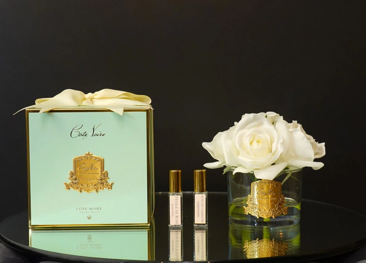 Five Rose Ivory - Clear Glass With Gold