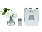 Tea Rose Ivory White - Clear Glass With Silver