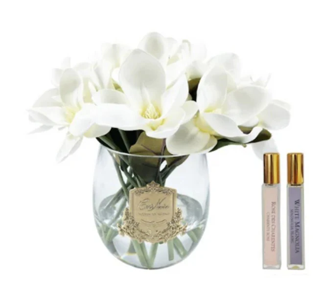 White Magnolia With Gold In Clear Glass Charente Rose & Jour De Noel 2x5 Ml