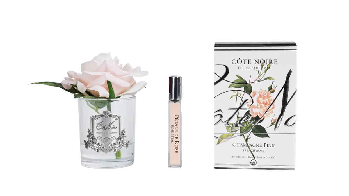 French Rose Champagne Pink - Clear Glass With Silver Badge