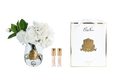Tea Rose & Hydragenea White - Clear Glass With Gold Badge