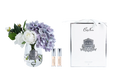 Tea Rose & Hydragenea Blue - Clear Glass With Silver Badge