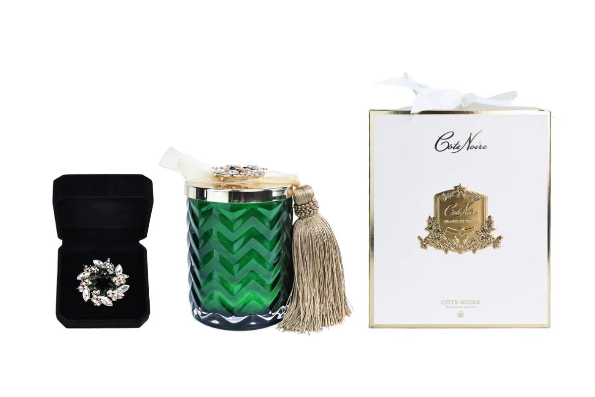 Christmas Green Herringbone Candle