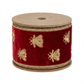 Velvet Embroidery Ribbon [ Red Bees ]
