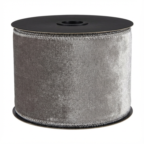 Velvet Glitter Back Ribbon [ Platinum /taupe ]