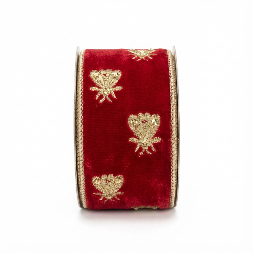 Velvet Gold Embroidery Ribbon [ Merry Christmas ]