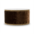 Vintage French Velvet Ribbon [ Metallic Back - Bark ]
