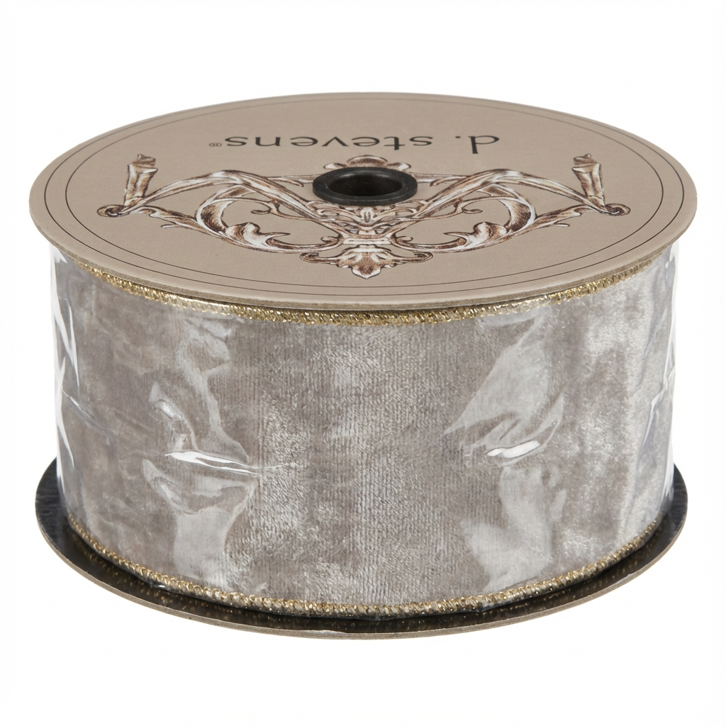 Vintage French Velvet Ribbon [ Metallic Back - Glacier Grey ]