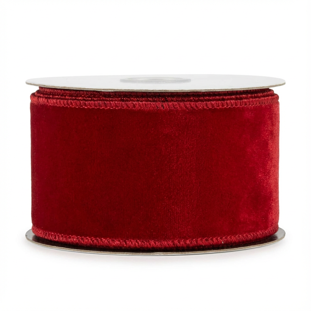 Velvet Faux Dupion Ribbon [ Red Ribbon ]