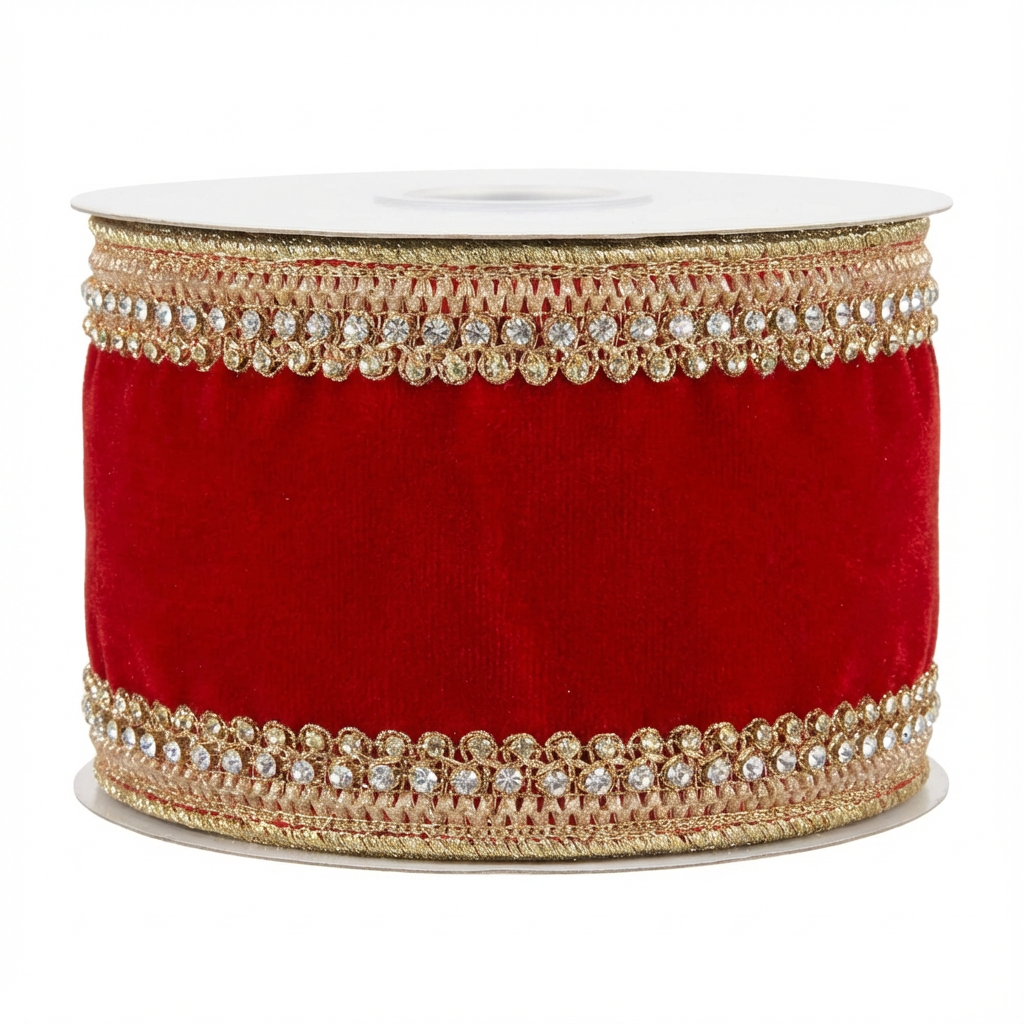 Velvet Gold Ribbon [ Jewel Side Trim - Red Ribbon ]