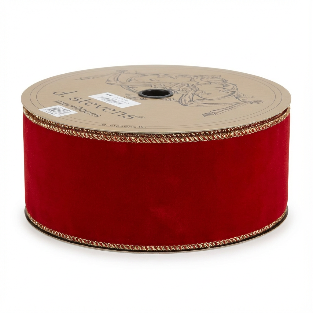 Velvet Gold Edge Ribbon [ Weather Resistant - Red ]