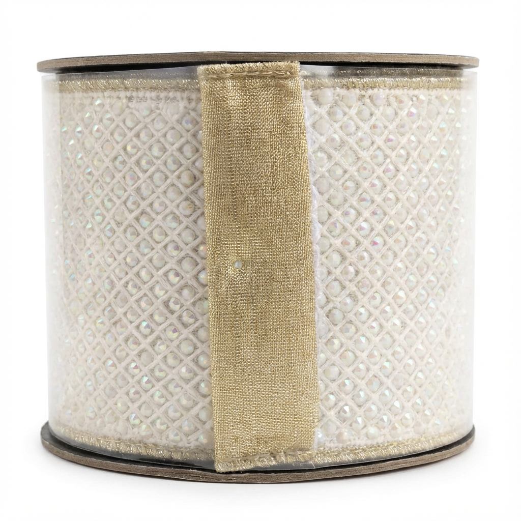 Metallic Dupion Iridescent Ribbon [ Jewel Macrame - Vanilla ]