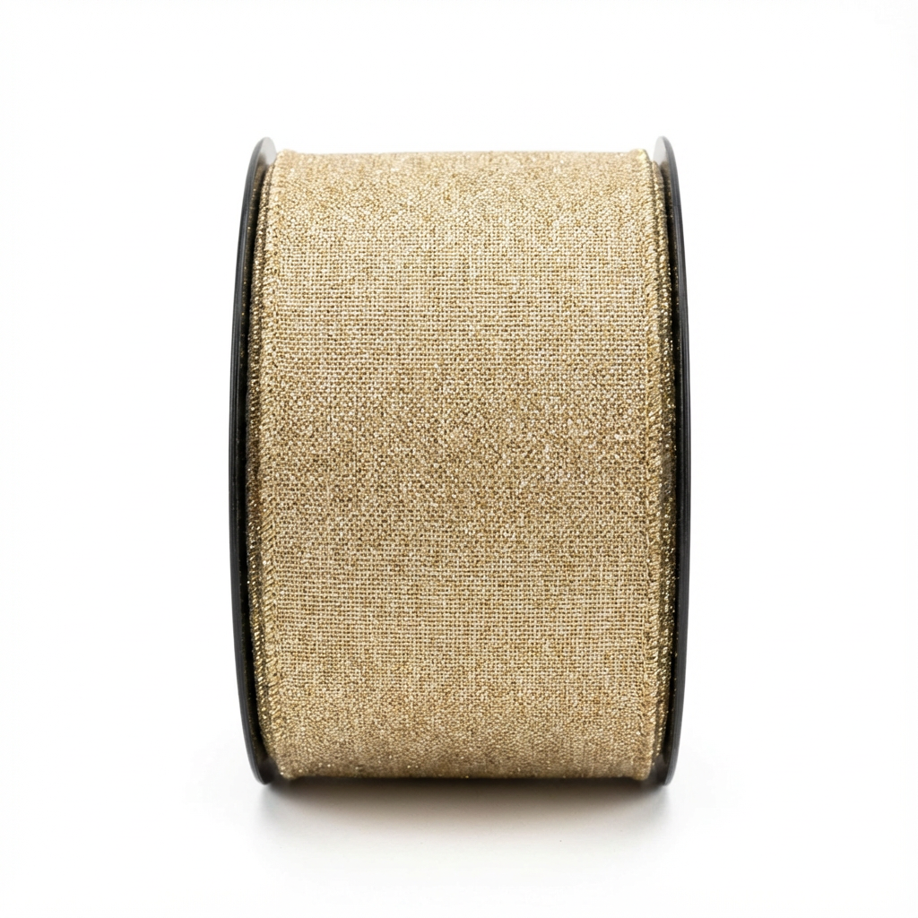 Linen Stardust Gold Glitter Ribbon [ Cream ]