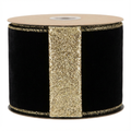 Velvet Gold Ribbon [ Glitter Back - Black ]