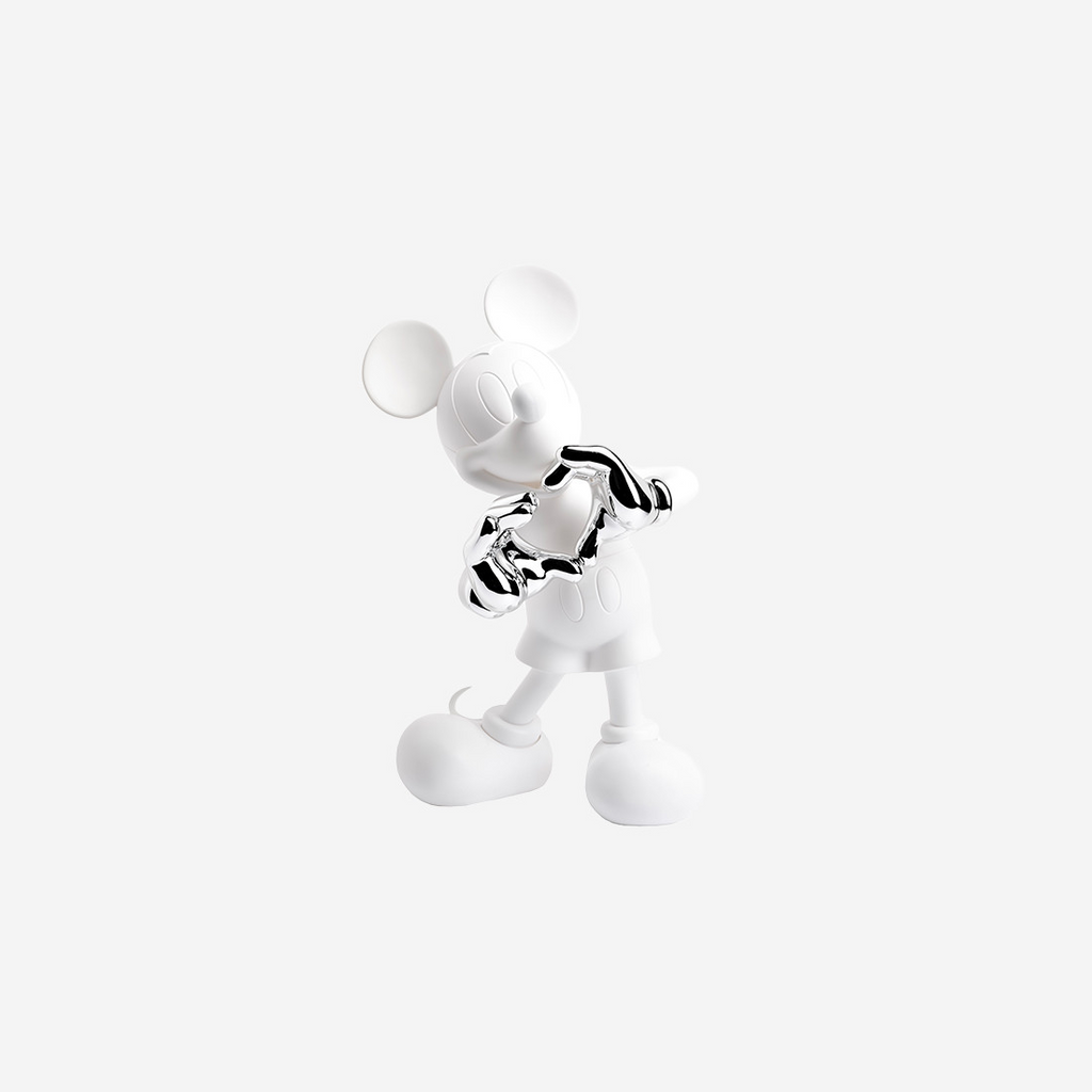 White With Silver Heart Mickey With Love Small - 30 Cm