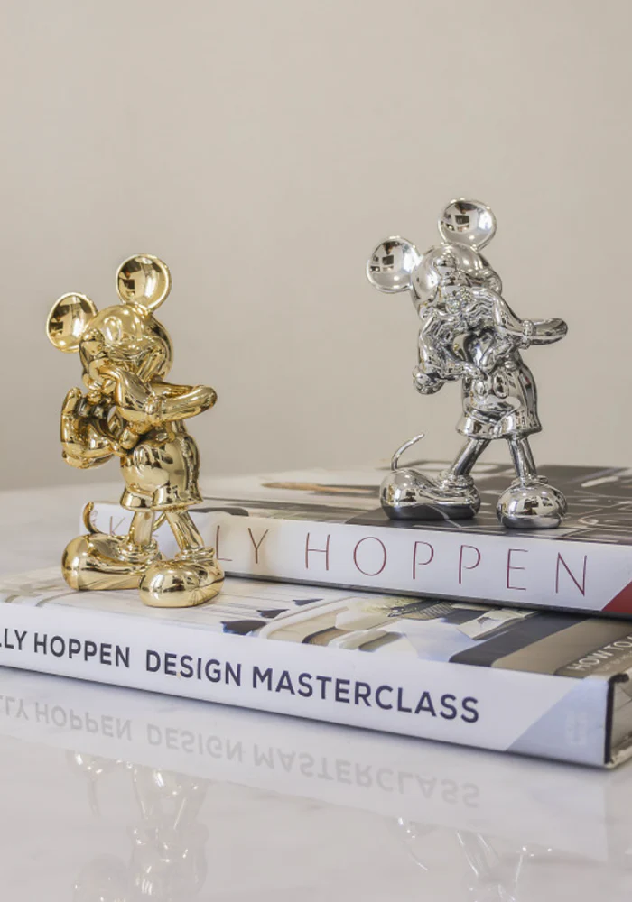 Chromed Gold Mickey With Love  Extra Small - 13 Cm
