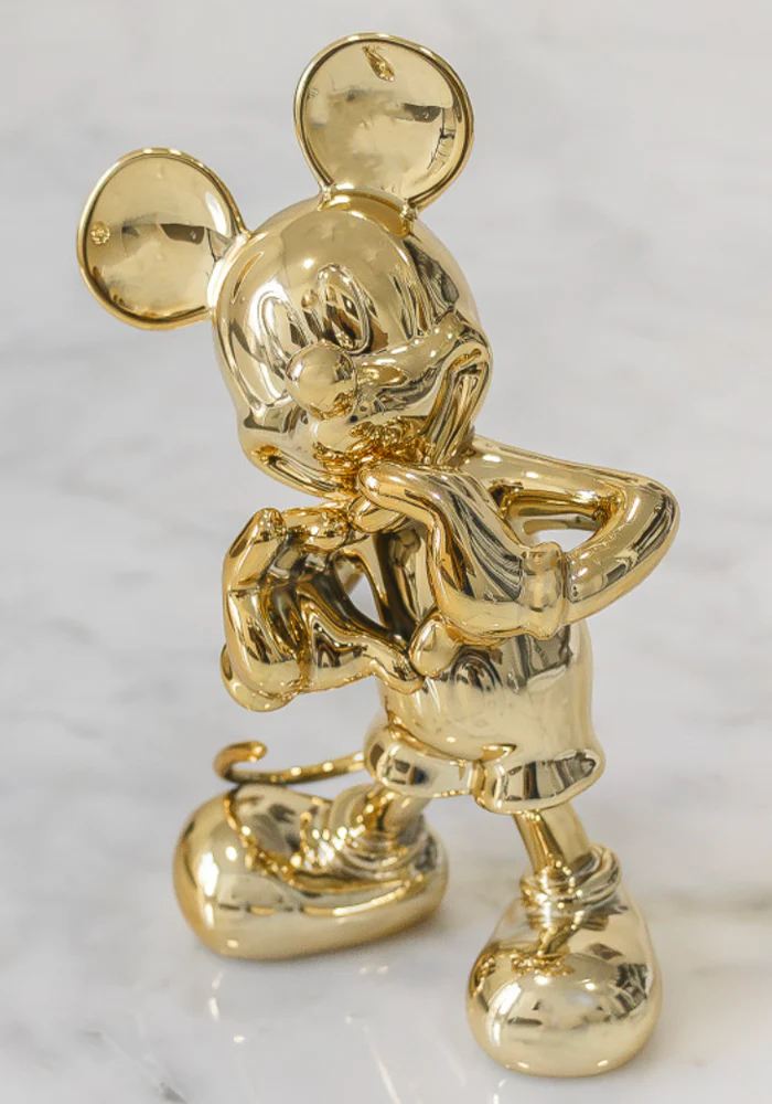 Chromed Gold Mickey With Love  Extra Small - 13 Cm