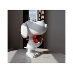 Matt White & Chromed Red Snoopy Heart Small - 27 Cm