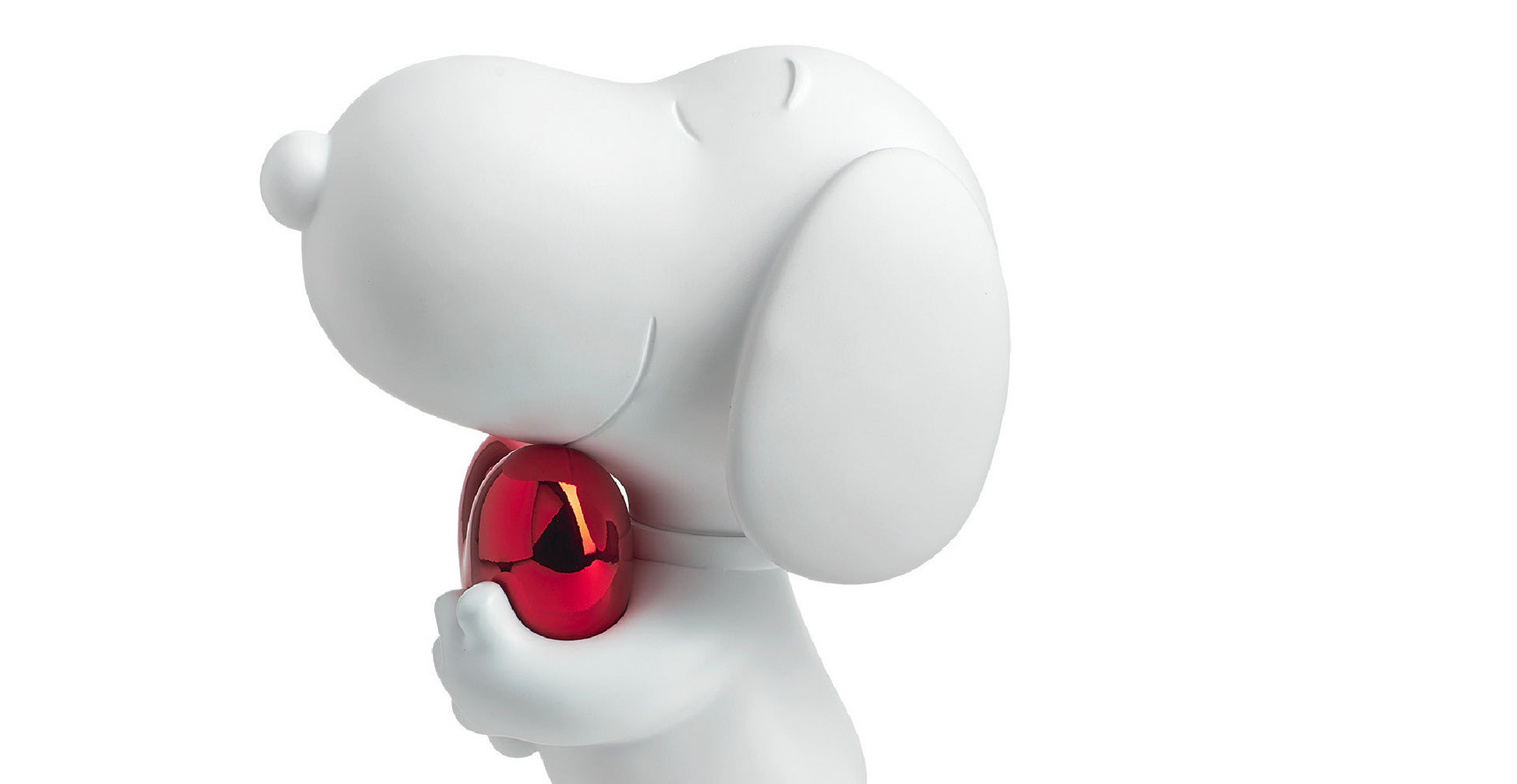 Matt White & Chromed Red Snoopy Heart Small - 27 Cm