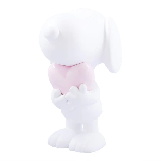 Matt White & Glossy Pastel Pink Snoopy Heart Small - 27 Cm