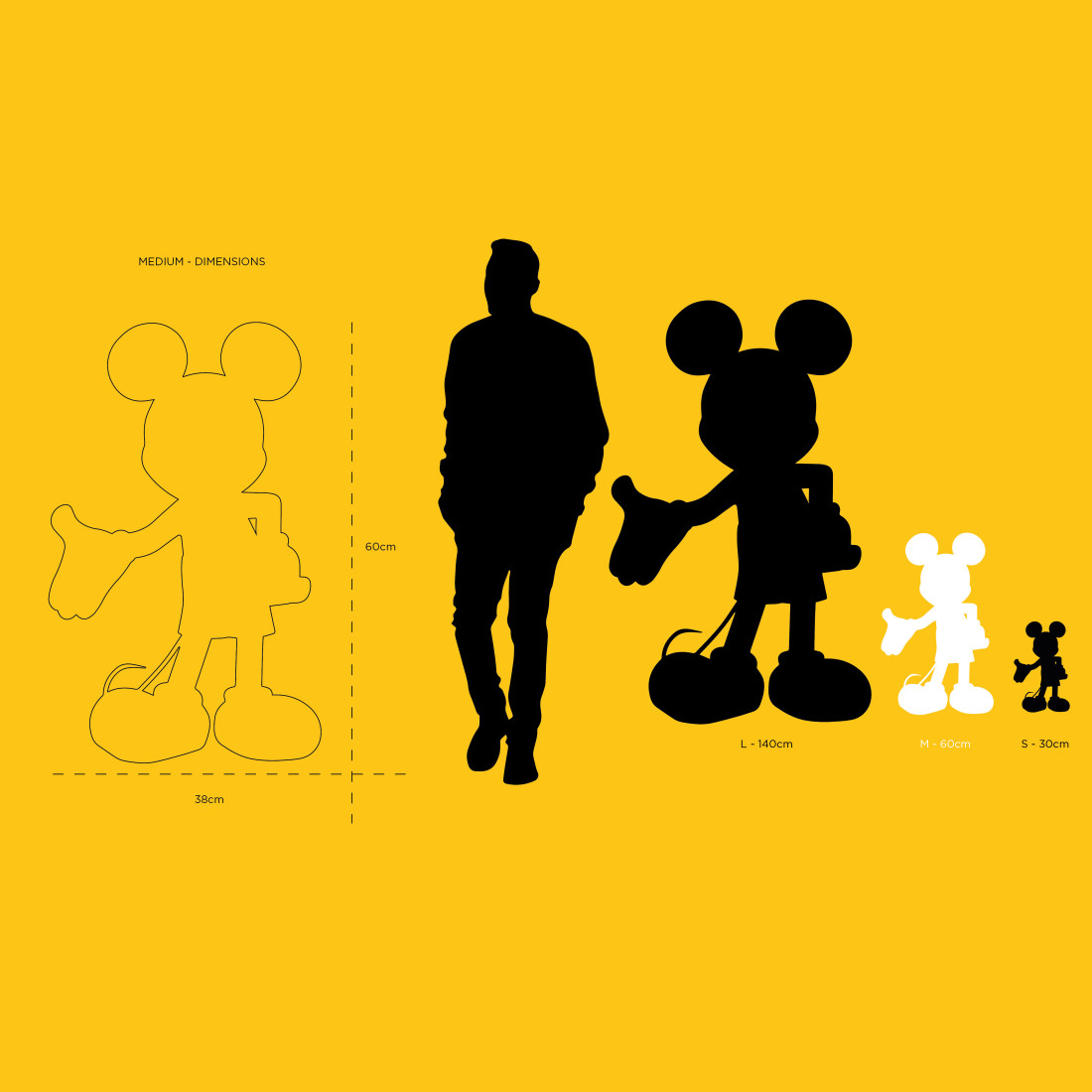 Black Taupe & Gold Mickey By Kelly 60 Cm - Medium
