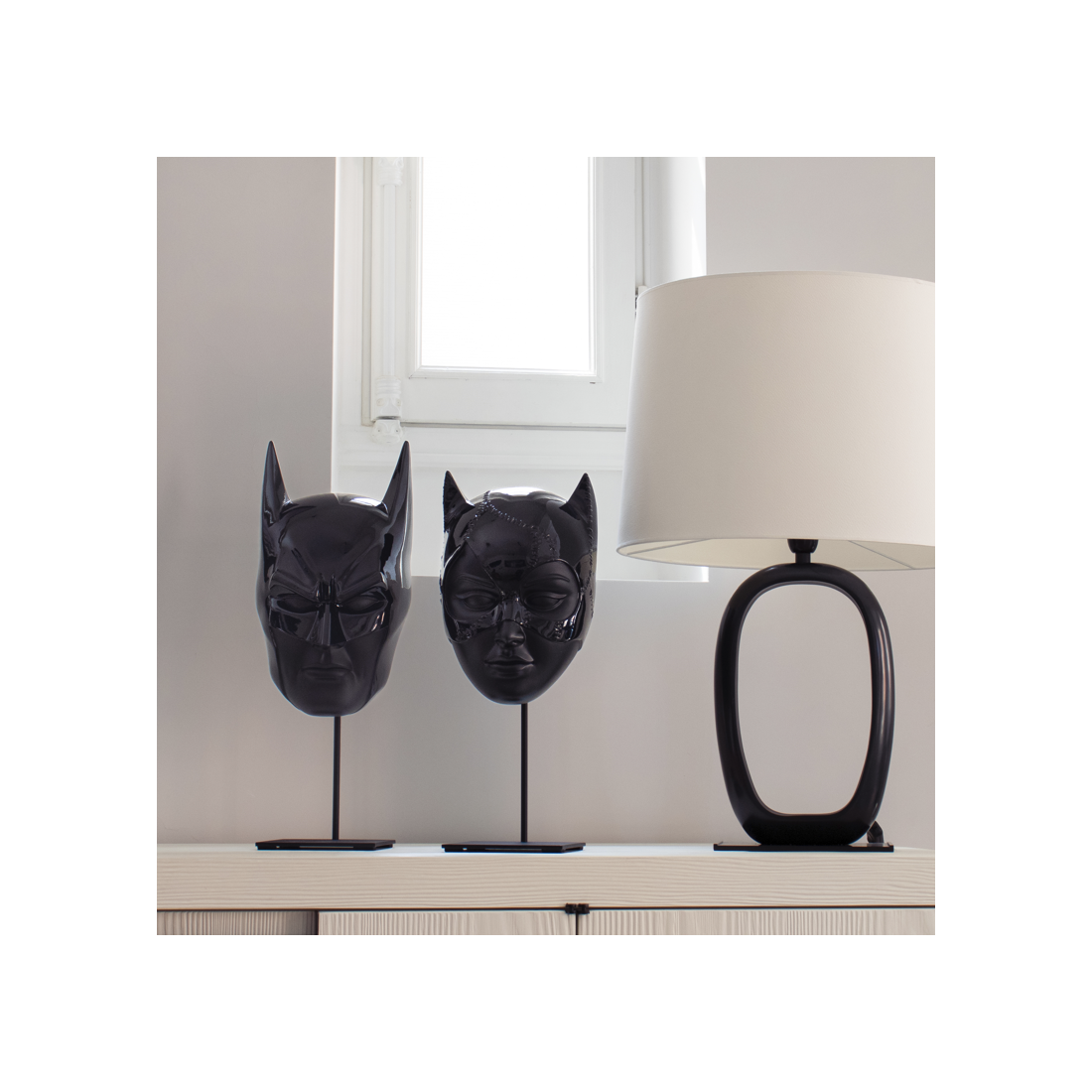 Matt Black Wall Mask Batman Small - 37 Cm