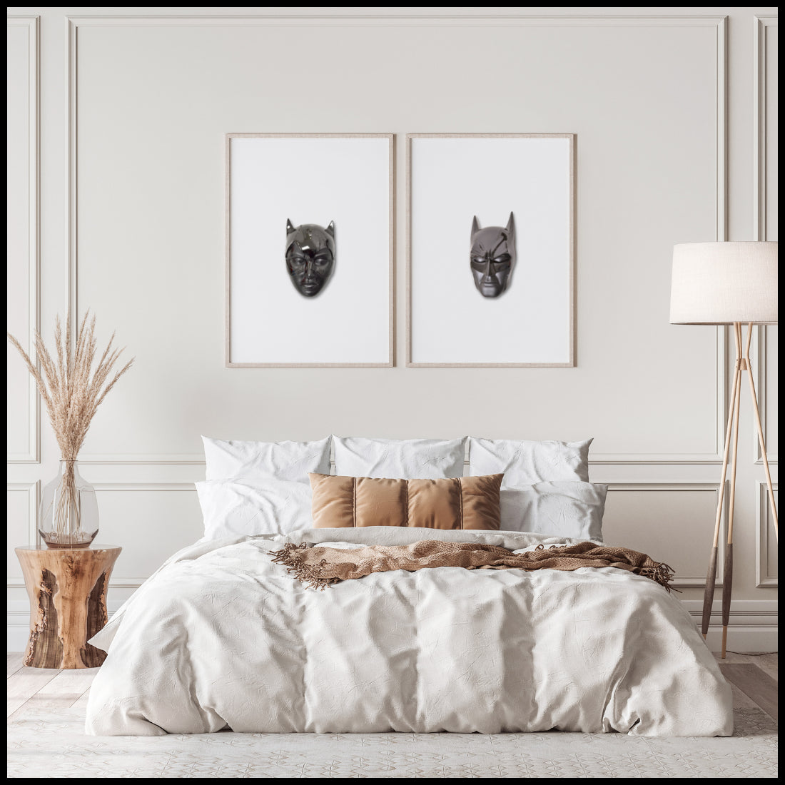 Matt Black Wall Mask Batman Small - 37 Cm