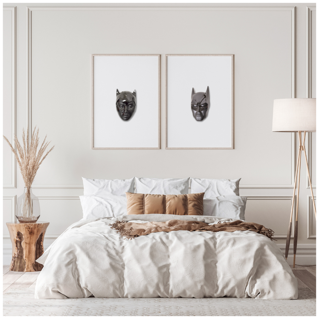 Matt Black Wall Mask Batman Small - 37 Cm
