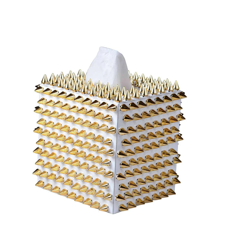 Quill White Gold Boutique Tissue Box Cover