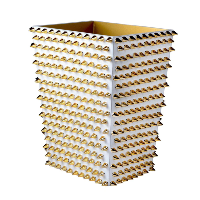 Quill White Gold Spikers Wastebasket And Liner