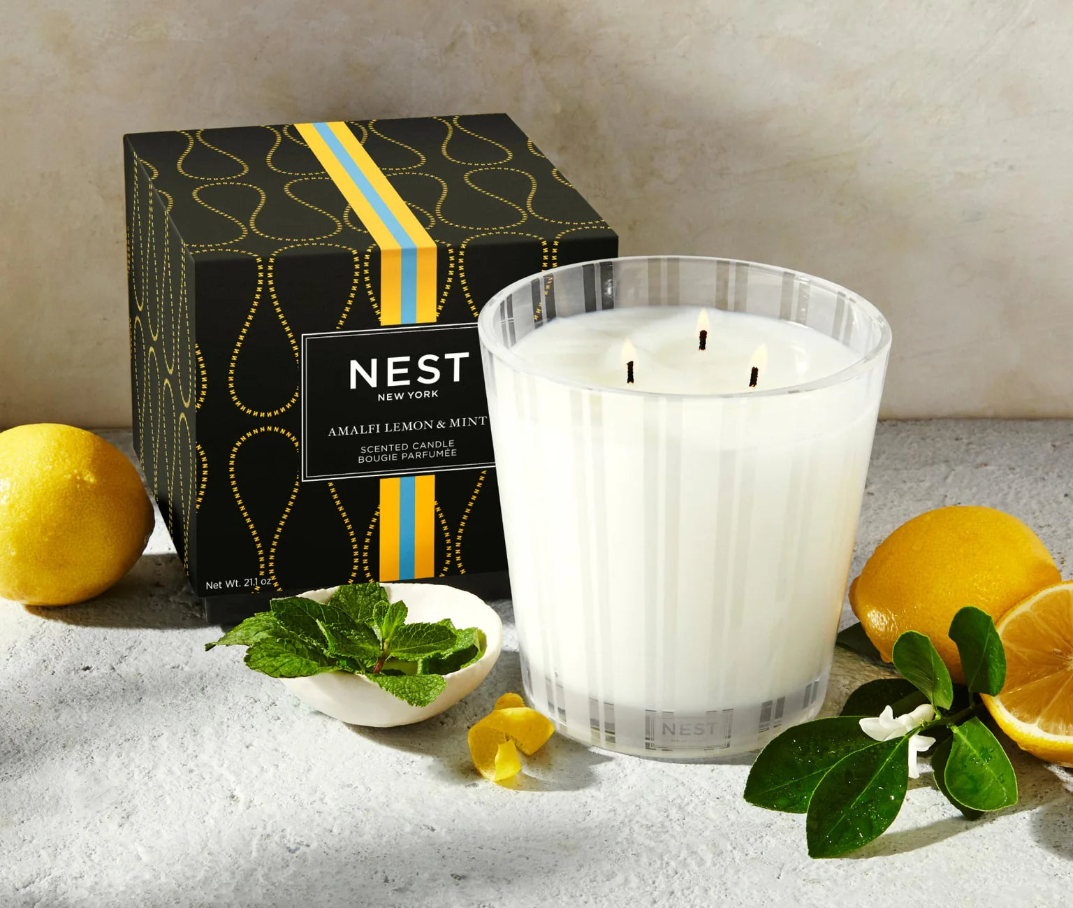 Amalfi Lemon & Mint 3 Wick Candle 600 G