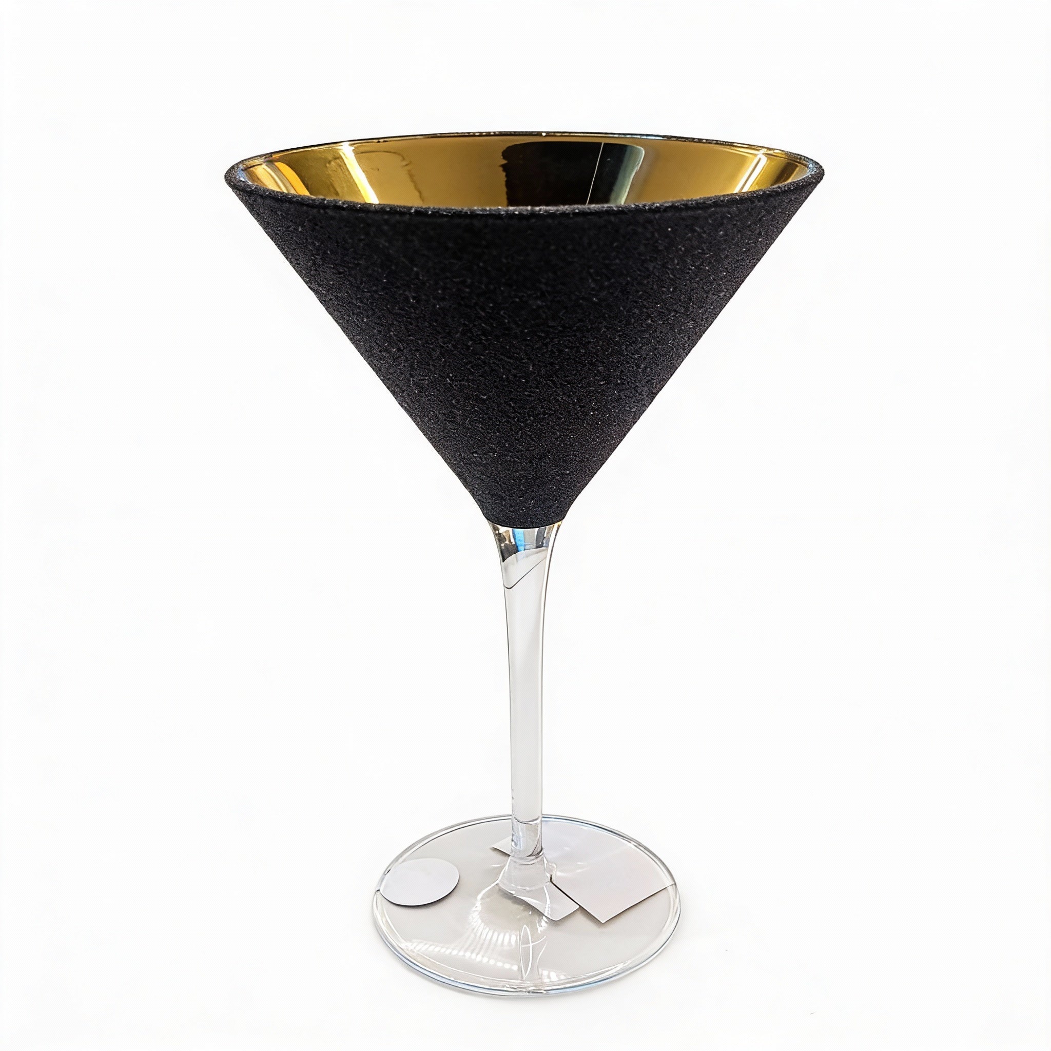Black And Gold Martini Crystal 24k Glass