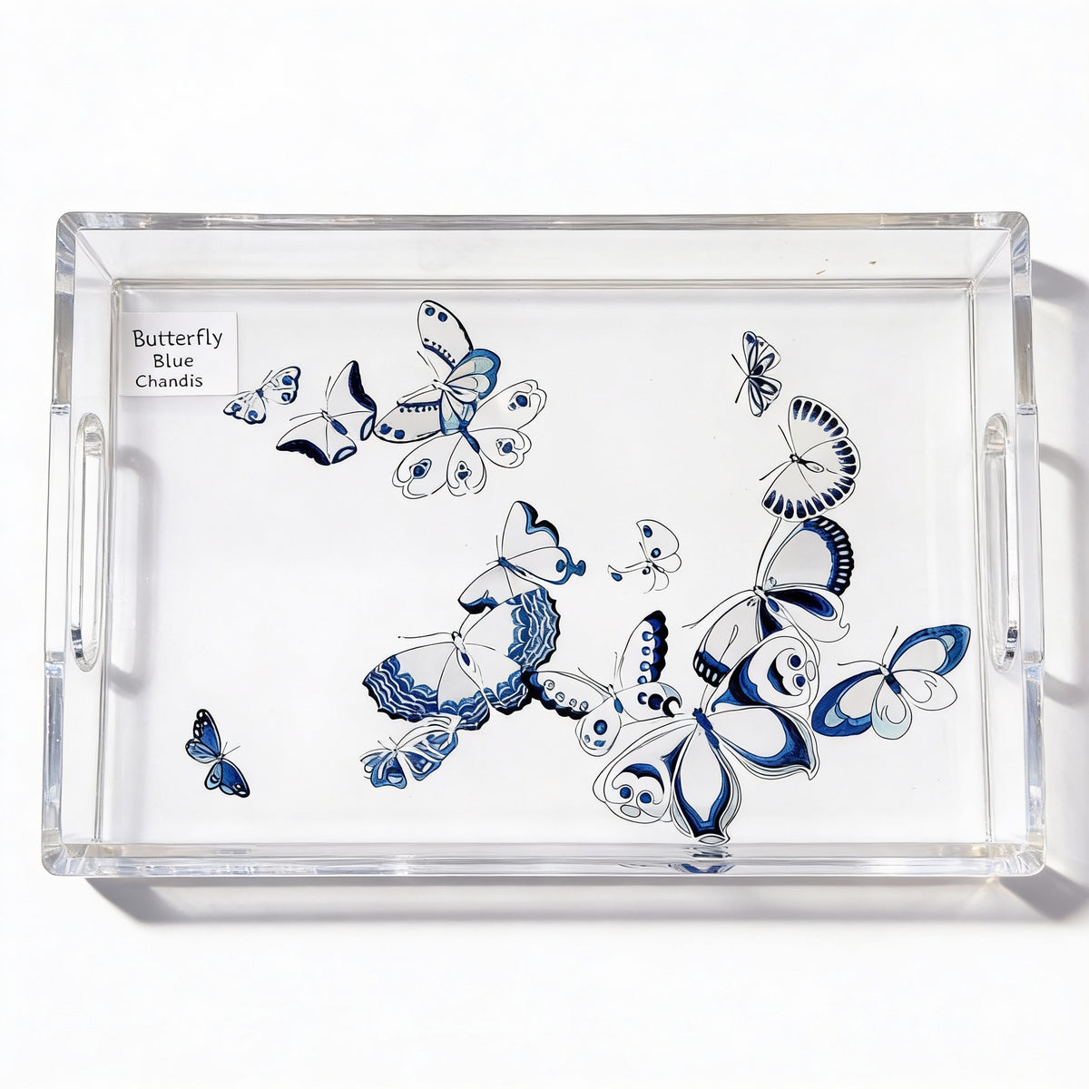 Butterflies Blue Acrylic Vanity Tray 7 x 12.25