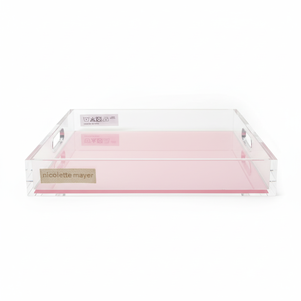 Solid Pink Acrylic Vanity Tray 7 x 12.25