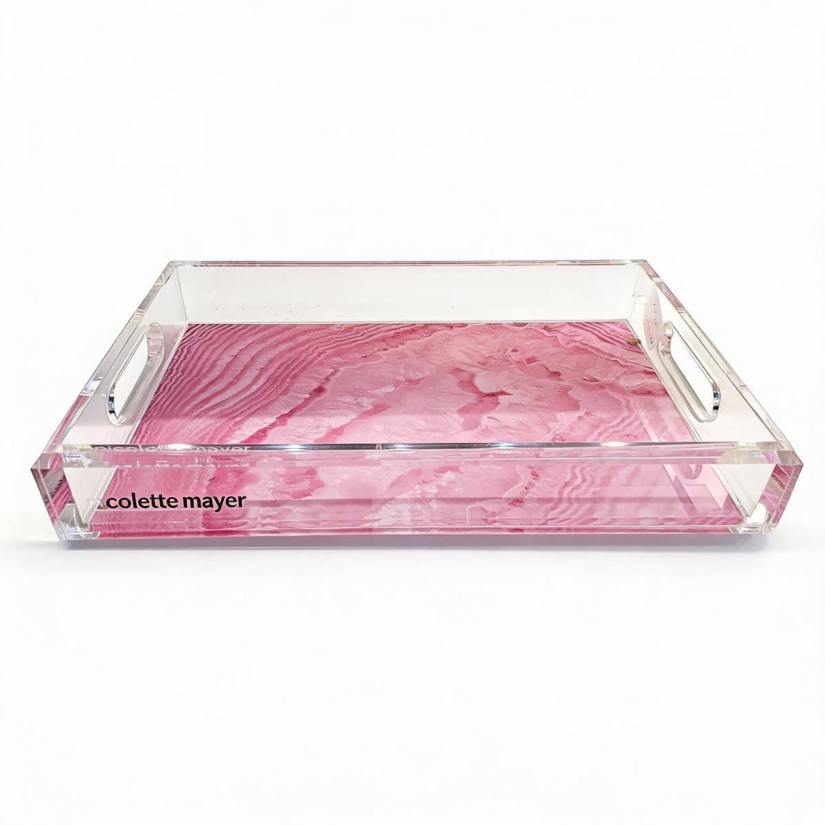 Crystal Bouble Pink Acrylic Vanity Tray 7 x 12.25
