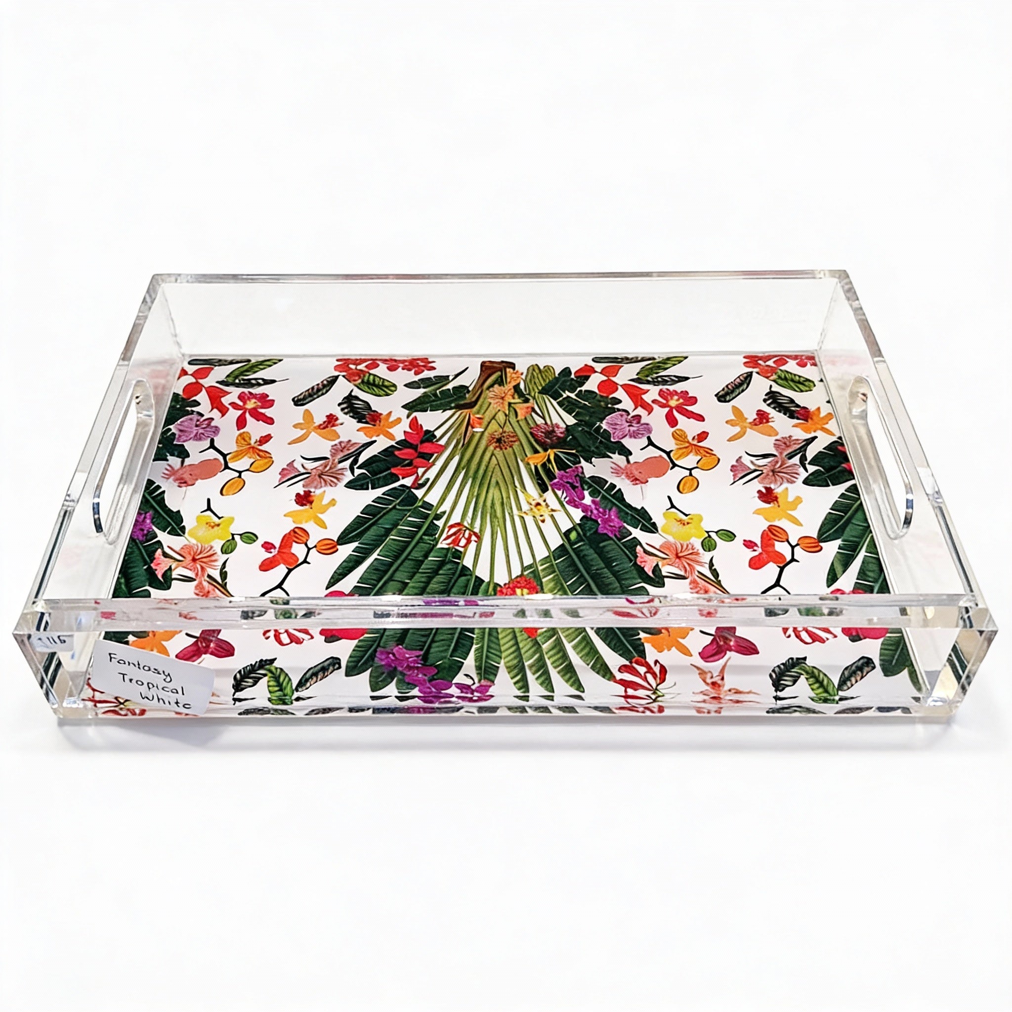 Fantasy Tropical White Acrylic Vanity Tray 7 x 12.25