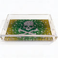 Crossbones Yellow Acrylic Vanity Tray 7 x 12.25