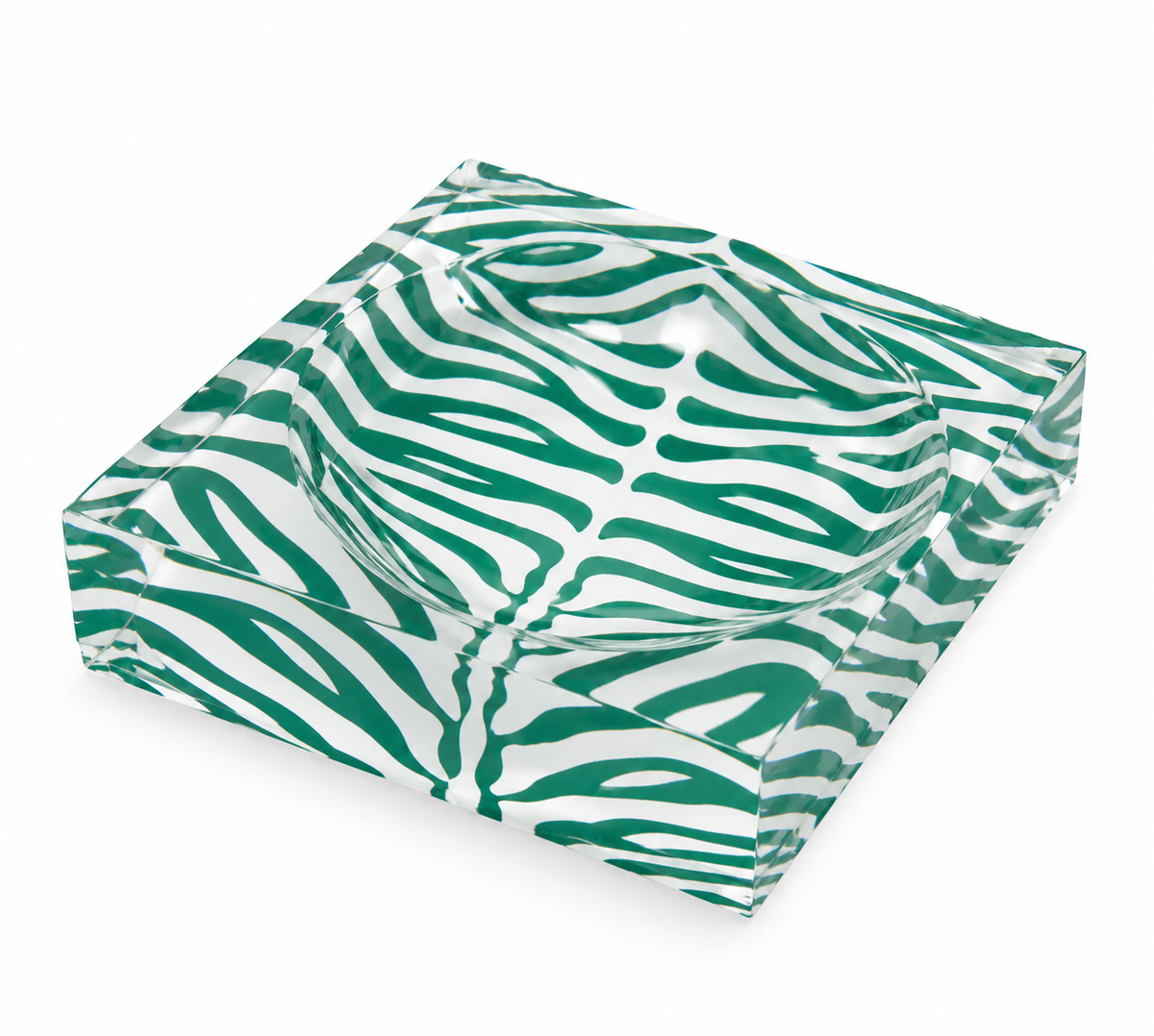 Zebra Skin Green Acrylic Candy Dish 6 x 6