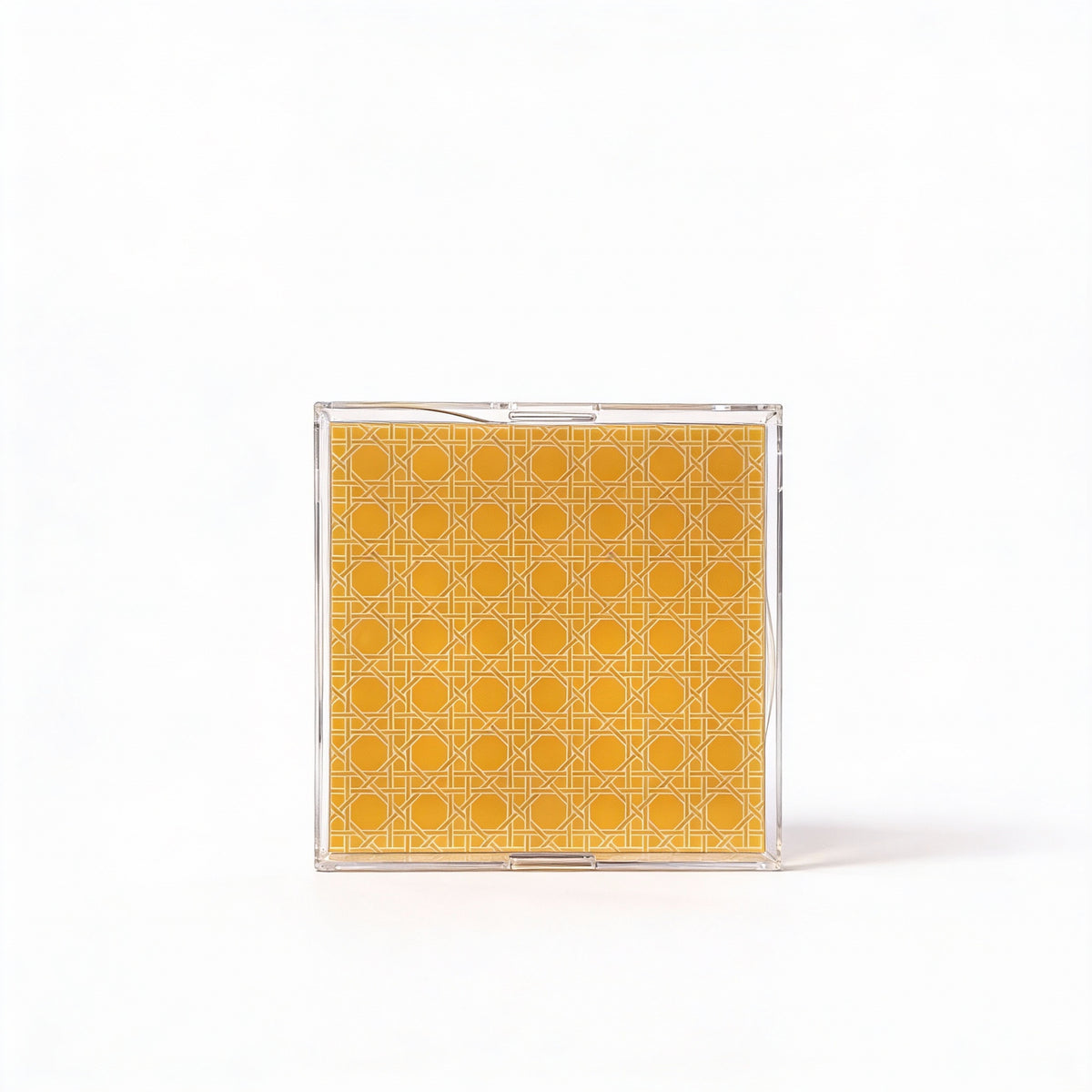 Sublime Trellis Mustard Acrylic Square Tray 18 x 18